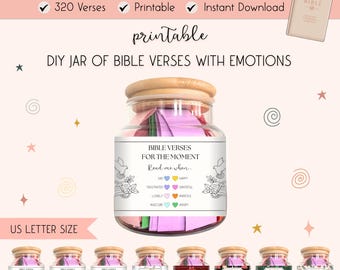 DIY Jar of Bible Verses for Emotions,DIY Bible Verse Jar, Read Me When Bible Verses,Color Coded Bible Verses, Instant Download, Bible Verses