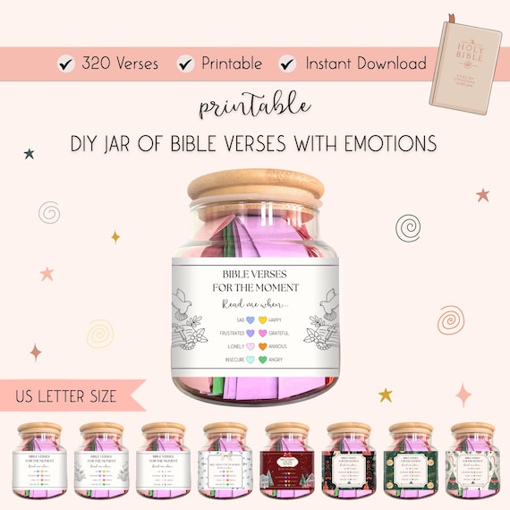 DIY Jar of Bible Verses for Emotions,DIY Bible Verse Jar, Read Me When Bible Verses,Color Coded Bible Verses, Instant Download, Bible Verses