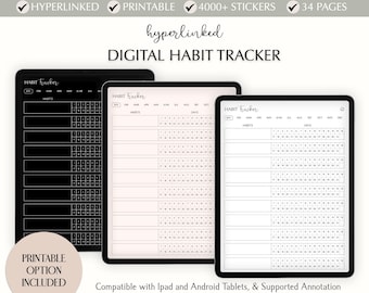Digital Habit Tracker: Goodnotes Planner, Printable Template