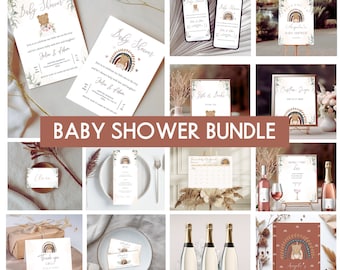 Gender Neutral Baby Shower Invitation Bundle: Editable Canva Template (Digital Download)
