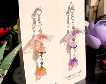 Whimsy Blooms – Handmade Jellyfish Charm | Shrink Plastic & Bead Phone, Bag, Keychain Charm | Floral Accessory