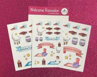 Welcome Ramadan Sticker Sheets: Islamic Decor, Journal Stickers