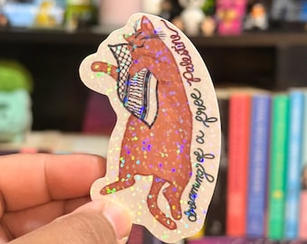 Dreaming of a Free Palestine - Sticker chat keffieh orange - Vinyle Pro Palestine
