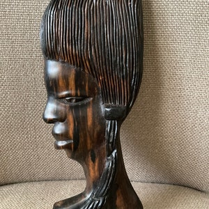 Vintage Dark Wood Hand Carved African Hanging Wall Art