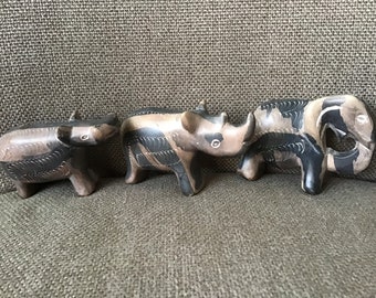 ヴィンテージ アフリカン キスゾウ キシイ ソープストーン 像 置物