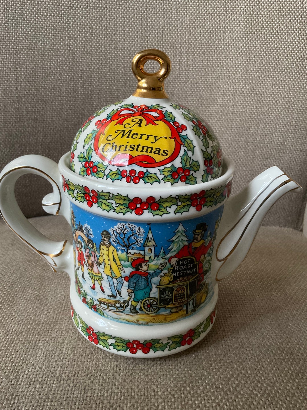 Vintage Sadler christmas Holiday Teapot Unboxed Etsy
