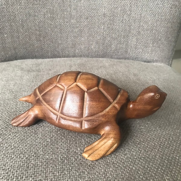 Hand Carved Wooden Turtle Etsy