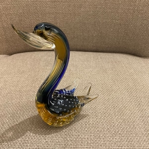 Vintage Coloured Art Glass Duck Figurine (5 ins h)