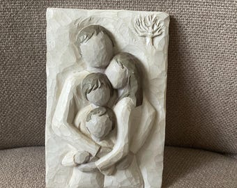 Placa de pared vintage "Familia" de sauce de Susan Lordi (15 cm x 10 cm)