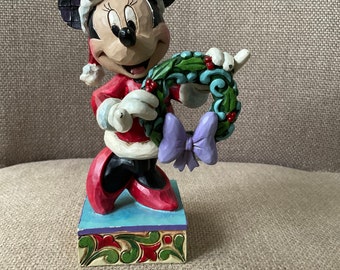 Jim Shore Walt Disney  “Season’s Greetings” Minnie Mouse Figurine S#4039034 (6 ins h)