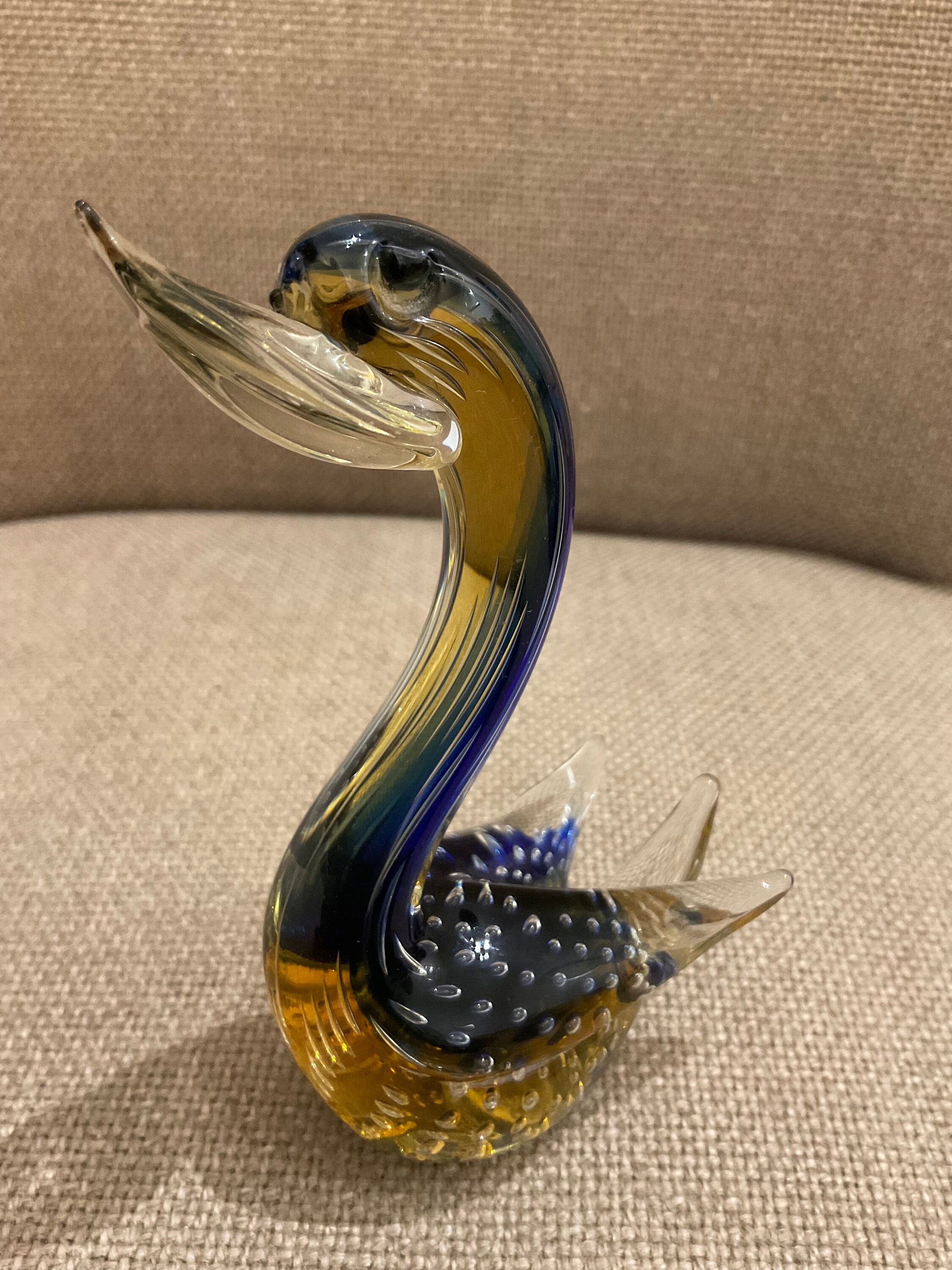 ヴィンテージカラーアートガラスアヒルの置物（高さ5インチ） - Etsy 日本