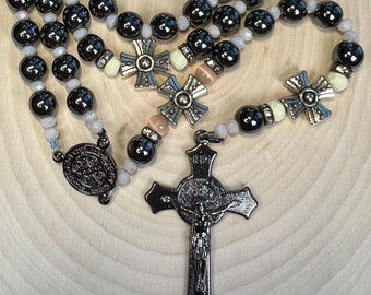 Saint Benedict Medal Rosary /Rosary for Men/Rosaries/Rosary/Beautiful Rosary/Handmade/Masculine Rosary/Prayer Beads/Father's Day/Rare Find