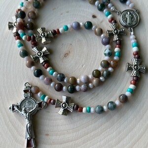 St Benedict Rosary, Gray Rosary,  Multicolor Beads, Rosary, Rosaries, Prayer Beads, Rosary Beads, Catholic Gifts for Women, Men&#39;s Gifts