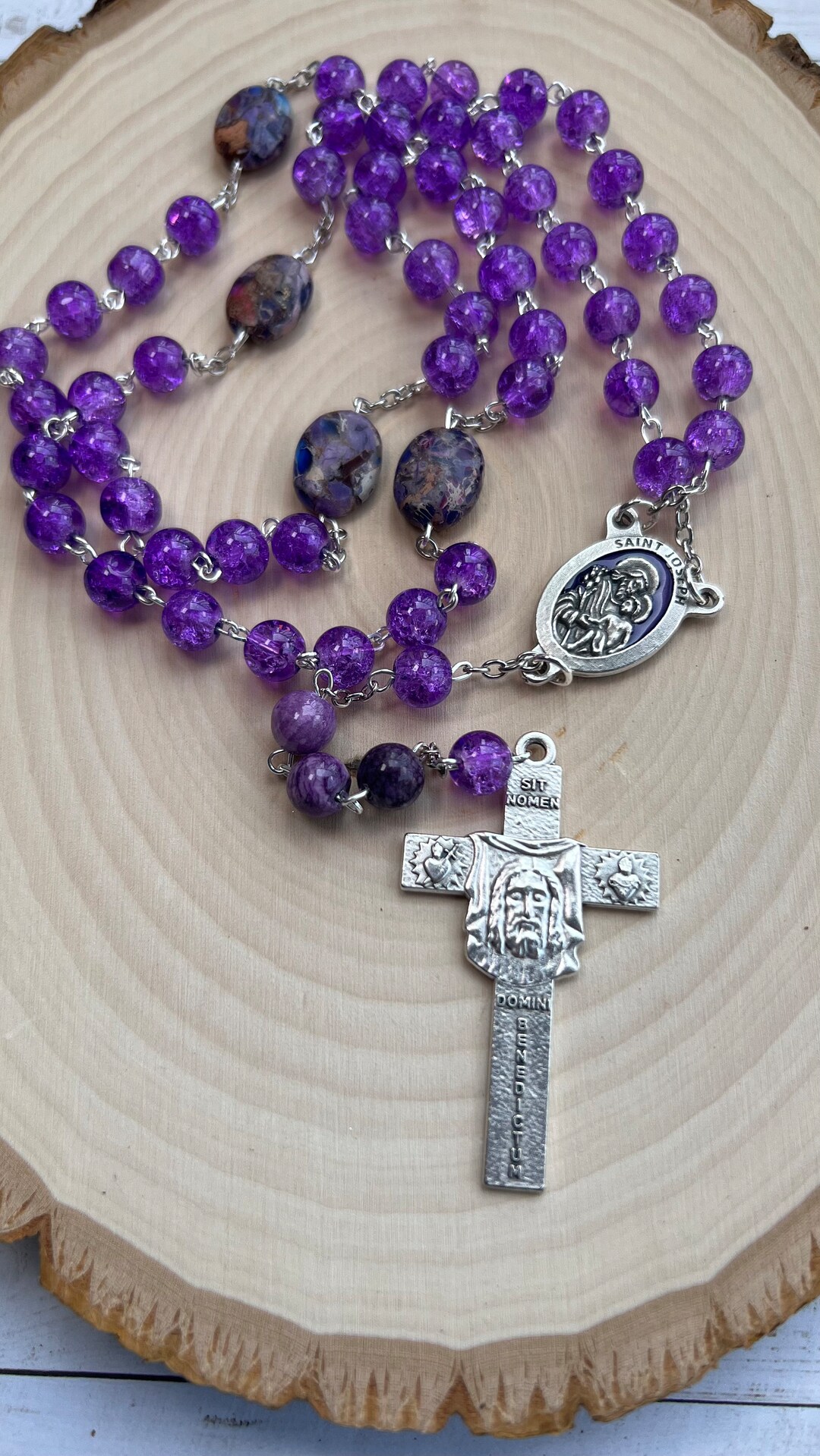 Saint Joseph Rosary/handmade/beautiful Rosary/rosaries/face of Christ