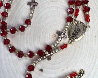 Saint Michael Archangel  Rosary/ Vintage/Handmade/Rosaries/Beautiful Rosary/Prayer Beads/Rosary Beads/Mother's Day/Devotional Rosary