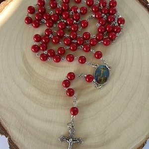 Red Rosary Beads, Red Rosary Necklace, Precious Blood of Christ Rosary, Handmade Rosary Beads, Catholic Bead Rosary, Catholic Gifts