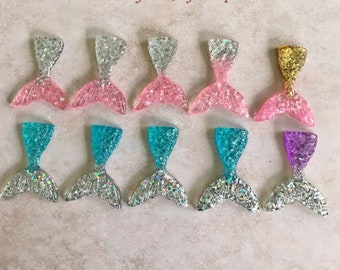 Mermaid Tail Cabochon Resin Scales Fairy Tale Flat Back Flatback Green 40mm