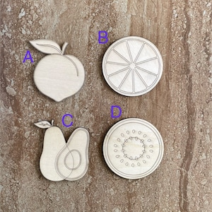 Wooden Fruit Cutout, Wood Fruit Shape, Craft Fruit Decor