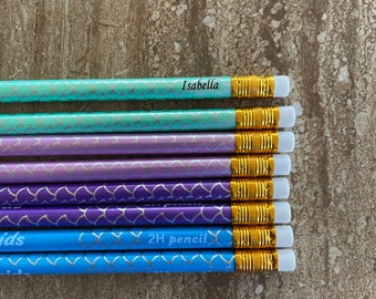 Mermaid Scales Custom Pencils, Personalized Pencils, Engraved Pencils, Back to School, Stocking Stuffer, Teacher Gift