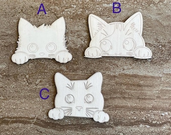 Wooden Cat Cutout, Unfinished Wood Cat, Wood Cat Shape, DIY Craft Cat, Wooden Cat Silhouette, Cat Wood Blank, Cat Decor