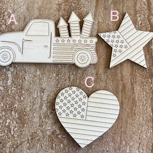 4th of July wood sign - Laser Cut Unfinished Wood Cutout Shapes