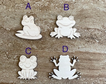 Wood Frog Cutout, Laser Cut Frog Shape, DIY Craft Frog Decor