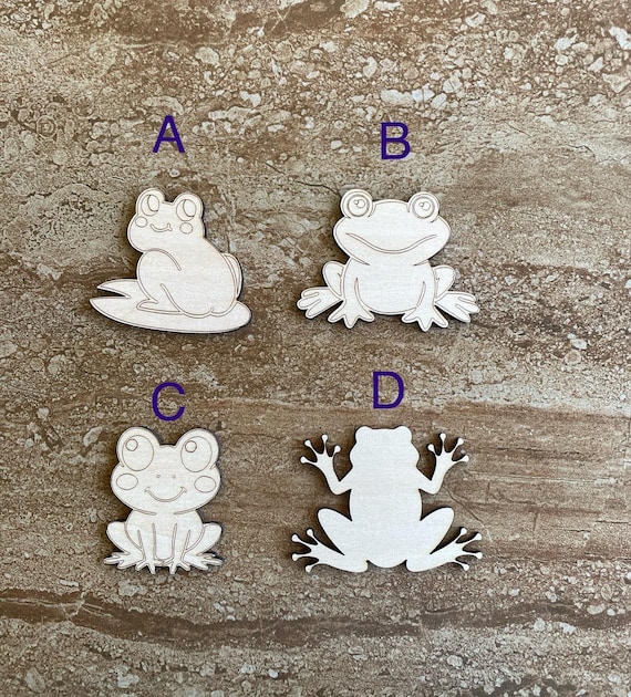 Wood Frog Cutout, Laser Cut Frog Shape, DIY Craft Frog Decor