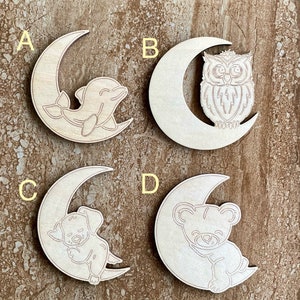 Wood Crescent Moon Cutout, DIY Art & Craft Shape