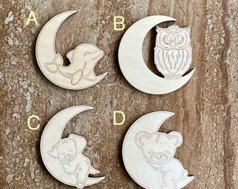 Wood Crescent Moon Cutout, DIY Art & Craft Shape