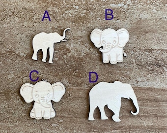 Wood Elephant Cutout, Wooden Elephant Shape, Craft Elephant