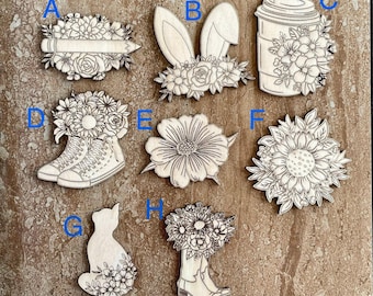 Wood Flower Cutout, Wooden Flower Shape, Craft Flower Blank