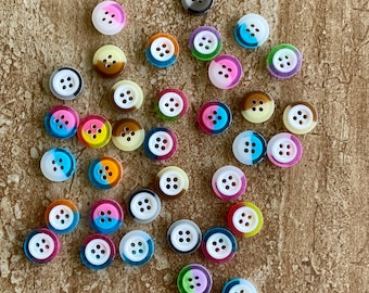 Set of 20 Buttons, 4 Hole Buttons, 1/2 inch buttons, Colorful buttons, Sewing buttons