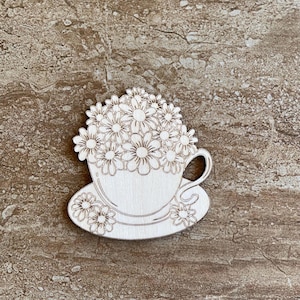 Coffee Mug Cup Solid Unfinished Wood Shape Piece Cutout For DIY Craft Projects 197653097906454530
