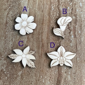 Wood Flower Cutout, Wooden Floral Wall Art, Craft Supply