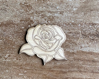 Wood Rose Cutout, Unfinished Floral Wall Decor & Craft