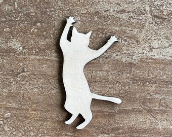 Wood Cat Cutout, Handmade Wooden Cat Decor, Rustic Cat Shape
