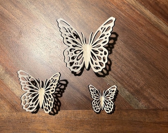 3D Wood Butterfly, Laser Cut, Craft Supply, Art Project