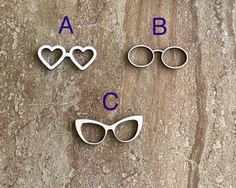 Wood Eyeglasses Cutout, DIY Glasses Shape, Unfinished Wood Craft, Laser Cut Eyewear, Paintable Craft Shape