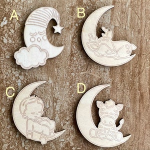 Wood Moon Cutout, Lunar Decor, Celestial Wall Art, Craft Supply