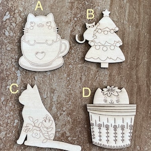 Wood Cat Cutout, Unfinished Wood, Cat Craft Shape