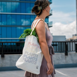 Plant Tote Bag, Eco-Friendly Shopper, Floral Art Tote Bag, Leafy art tote bag, Plant-Inspired Canvas Tote Bag, Rainbow Plants,  shopping grocery bag, mom gift, bag for mom, canvas tote bag, plant lover, Ecofriendly bag, plant lover gift, shopping bag