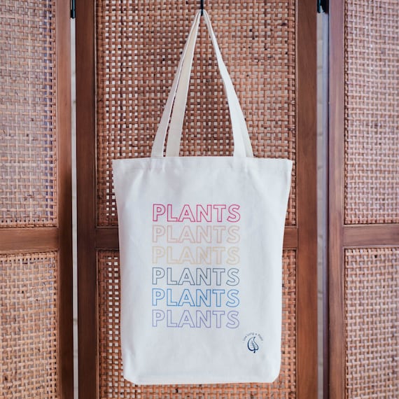 Rainbow Plants Tote Bag: Eco-Friendly Cotton Canvas Shopper