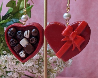 Chocolate Box Heart Earrings: Kawaii Valentine's Day Jewelry