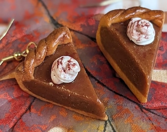 Sweet Pumpkin Pie Earrings: Hand-Sculpted Fall Dessert Jewelry