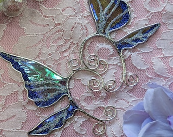 Midnight Lotus Fairy Wing Ear Cuffs, Ear cuffs, Wire Ear cuff no piercing, Fairy Ear cuff, Elf Ear cuff, Cosplay/Costume/Halloween ear cuff