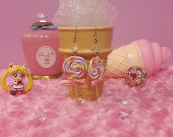 Handmade Lollipop Earrings: Sailor Moon Inspired Polymer Clay Jewelry