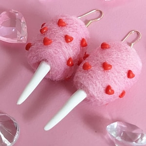 Sweetheart Cotton Candy Heart Sprinkle Earrings Whimsical Valentine&#39;s Jewelry