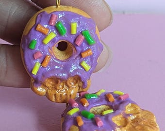 Spooky Skull Donut Earrings: Handmade Halloween Statement Jewelry