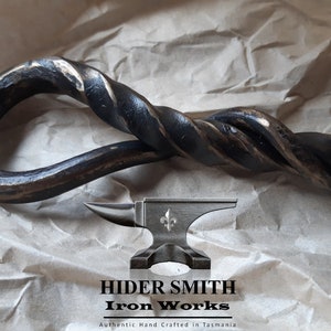 Hand Forged FIREPLACE POKER Authentic Twisted Hot Forged Wrought Iron 12mm Blacksmith Hand Made in Tasmania Fire Poker