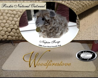 FIREPLACE HEARTH RUG - Pure Wool - Rustic Natural Oatmeal